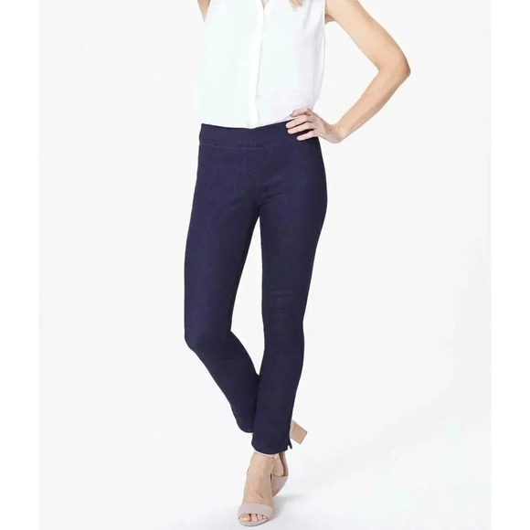 NYDJ Skinny Ankle Pull-On Jeans Legging 4P Dark Wash Lift Tuck Pockets Waist 28” - Picture 4 of 8